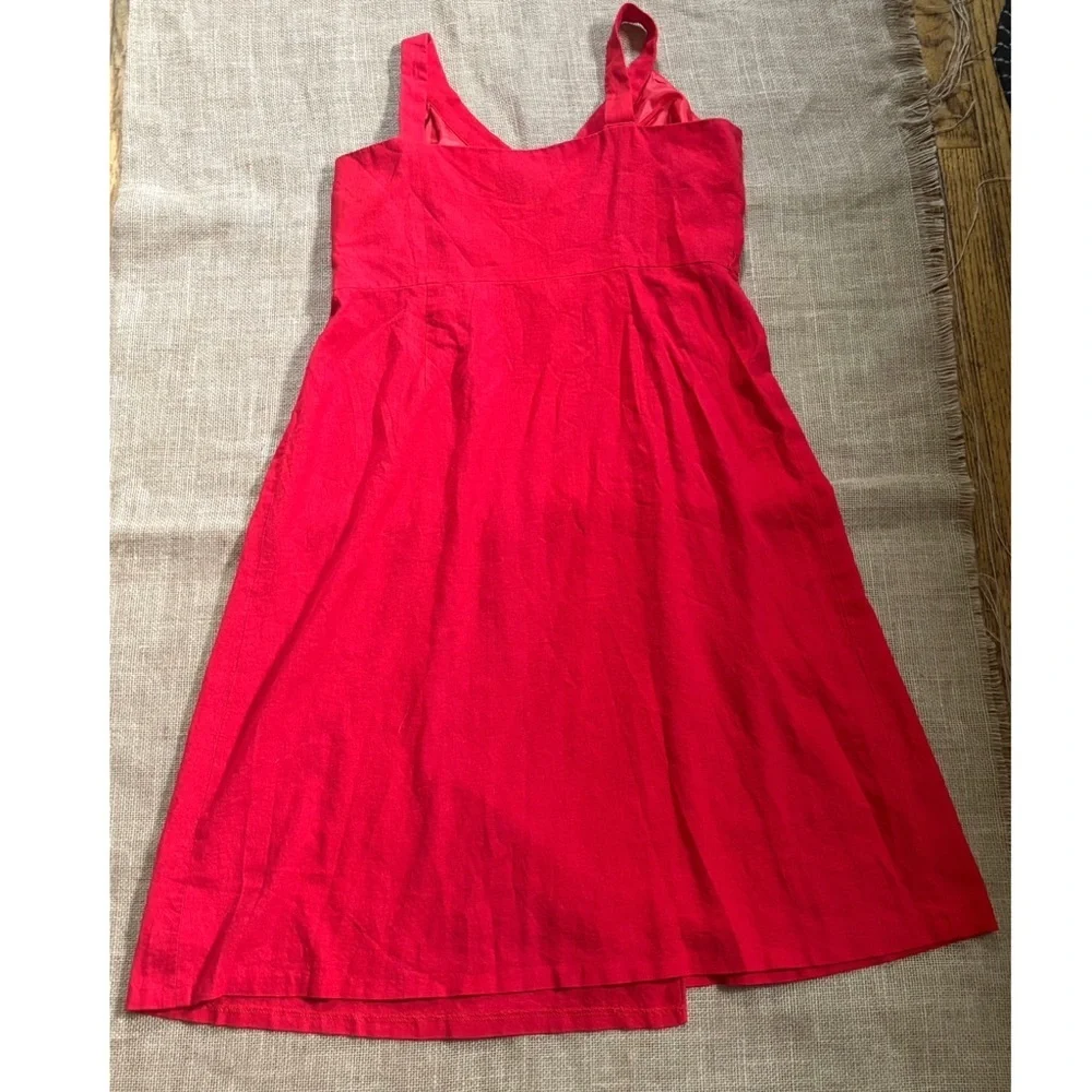 Vintage Spiegel Tomato Red Linen Blend Wrap Dress Size 14 16 Quiet Luxury READ - Picture 3 of 5